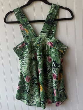 Lizy & Lola Malibu Tropical Floral Babydoll Tank Top Small Resort Vacation
